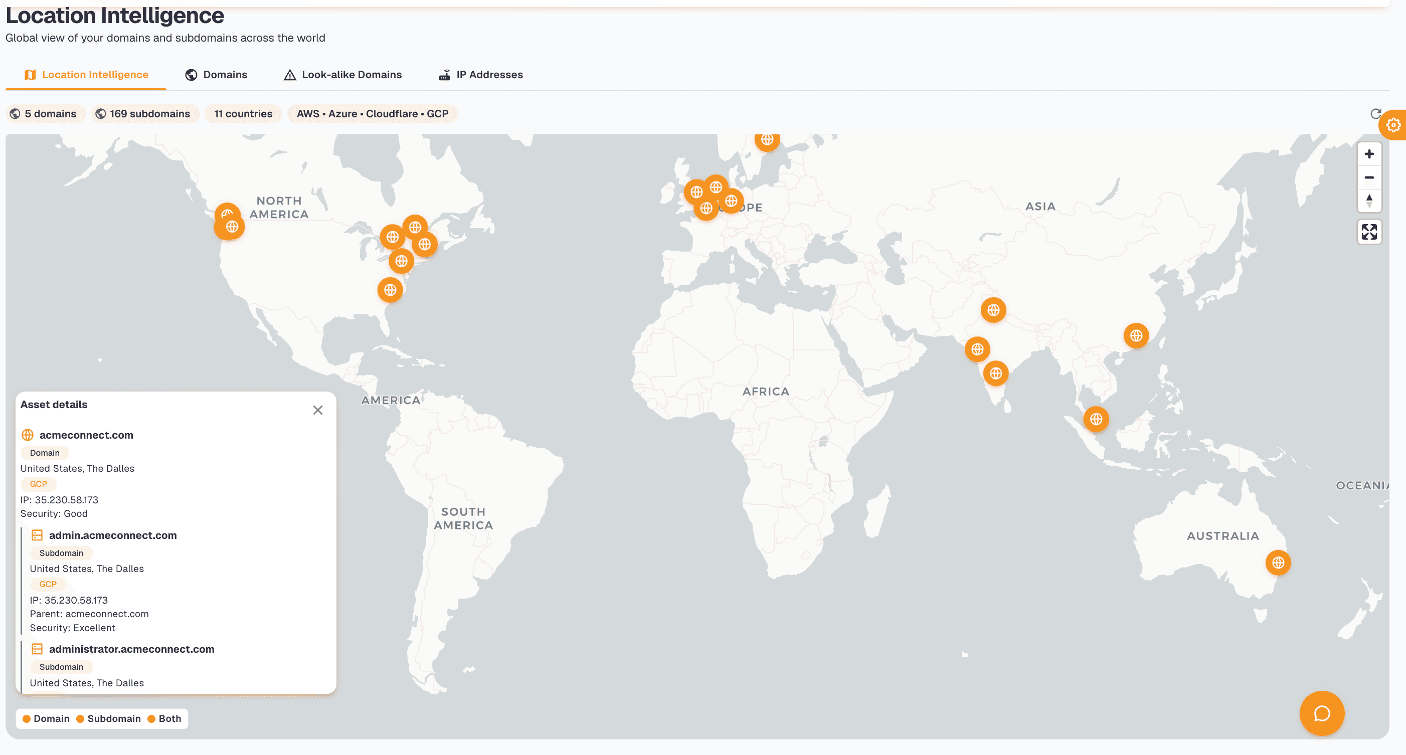 Preserve Surface location intelligence map showing assets worldwide